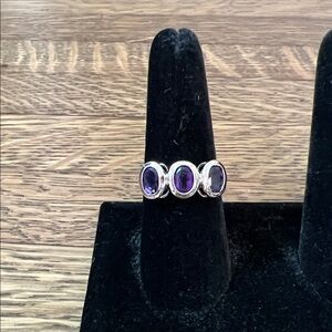JTV Silver Ring with Three Amethyst Gems
